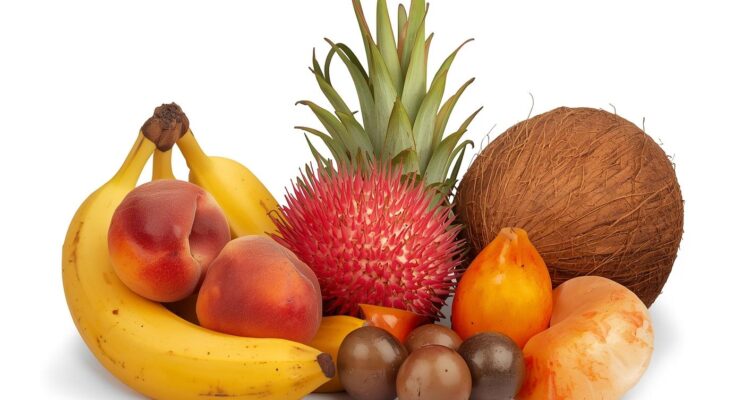 Featured image of white fruit including banana, peach, and coconut for health and skin benefits