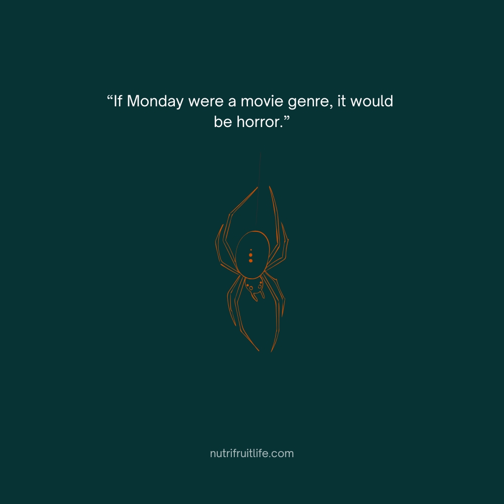 A funny Monday quote comparing Monday to a horror movie to show how dreadful it feels.